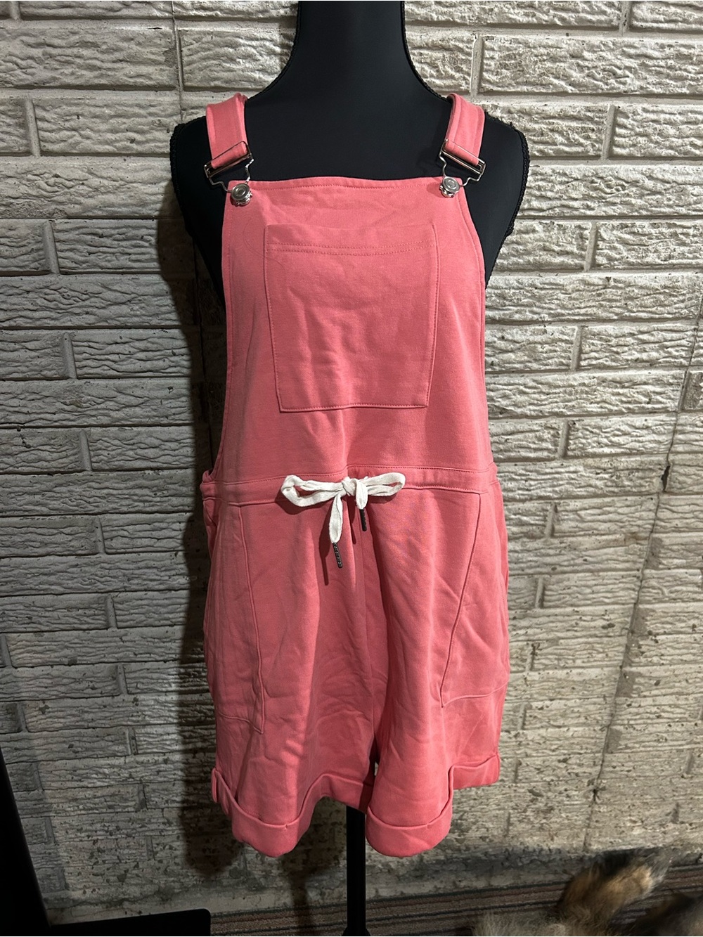 ANRABESS Women's Casual Overall Shorts Summer Loose Bib Rompers Coral Pink Sz XL